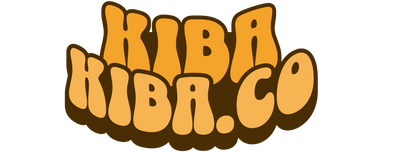 Kibakiba.co official brand logo in bold, retro-inspired font with warm golden hues and shadow detailing