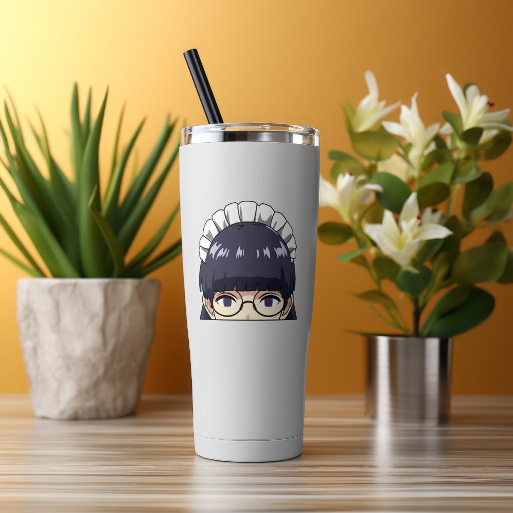 Roberta Black Lagoon Peeker sticker on mockup tumbler