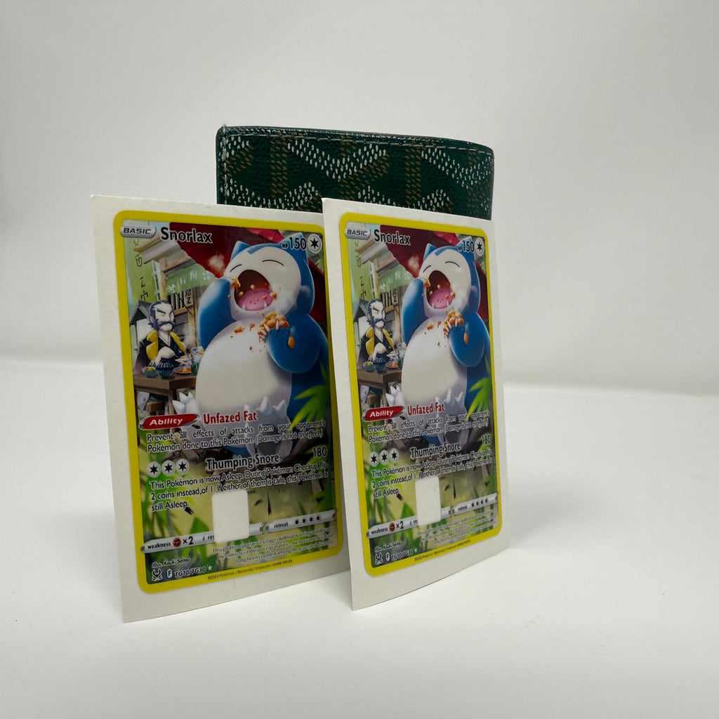 Snorlax credit card sticker set with anime-style artwork, photographed on a white background, product by Kibakiba.co