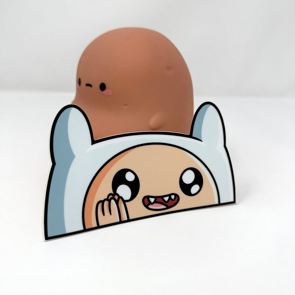 Exclusive Adventure Time Finn anime sticker for animation fans.