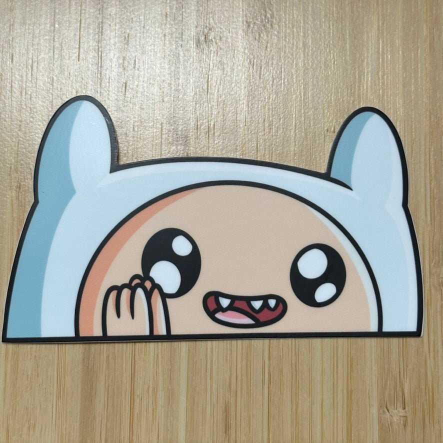 Detailed Finn vinyl decal, ideal for anime car enthusiasts.