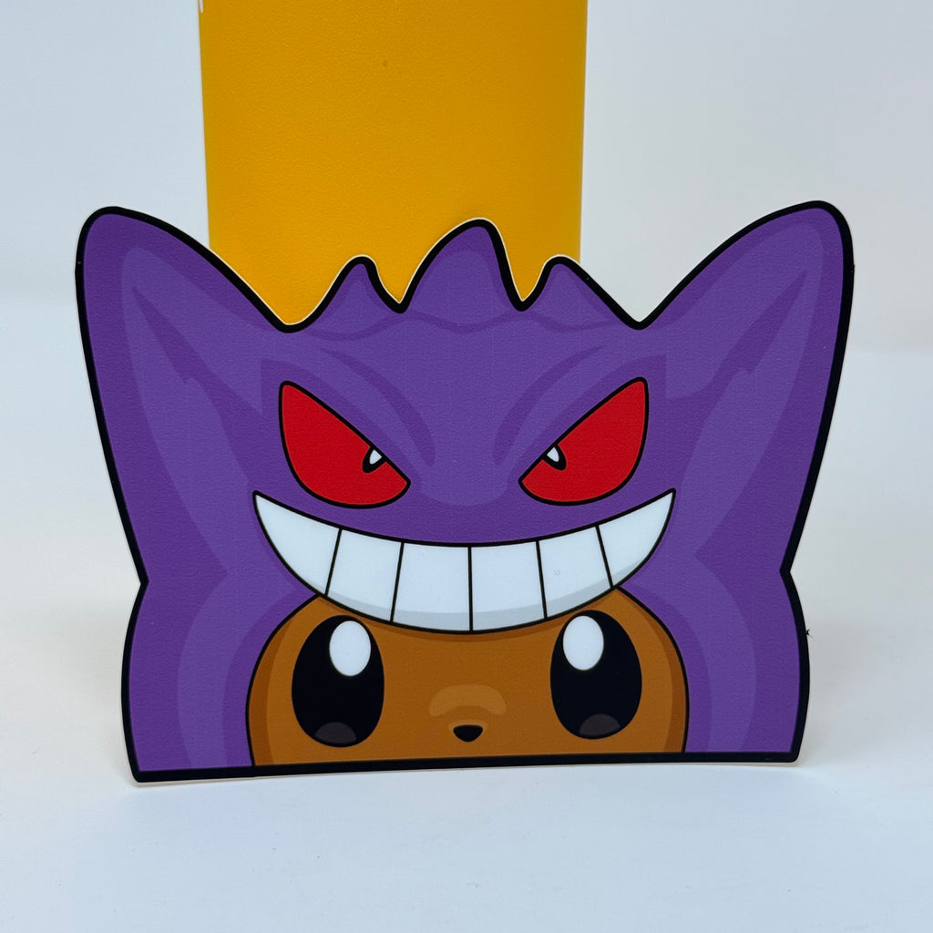 Eevee JDM car sticker in Gengar cape, bold and adorable design.