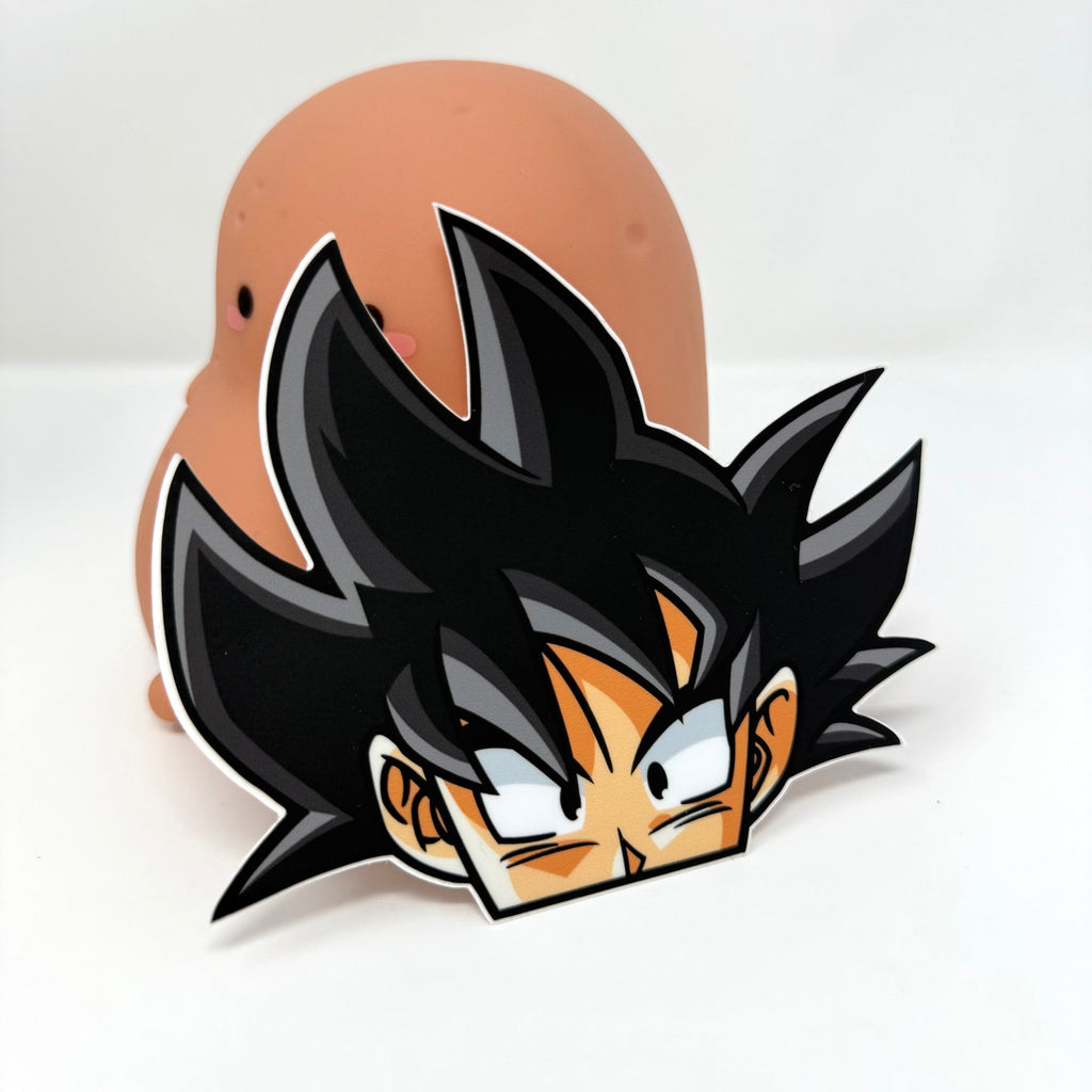 Waterproof vinyl Goku sticker for cars, laptops, and gear