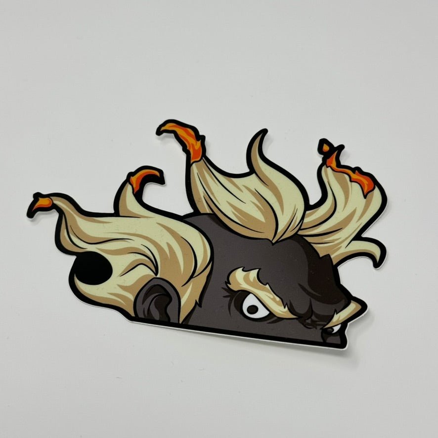 Waterproof vinyl Junkrat sticker for cars, laptops, and gear.