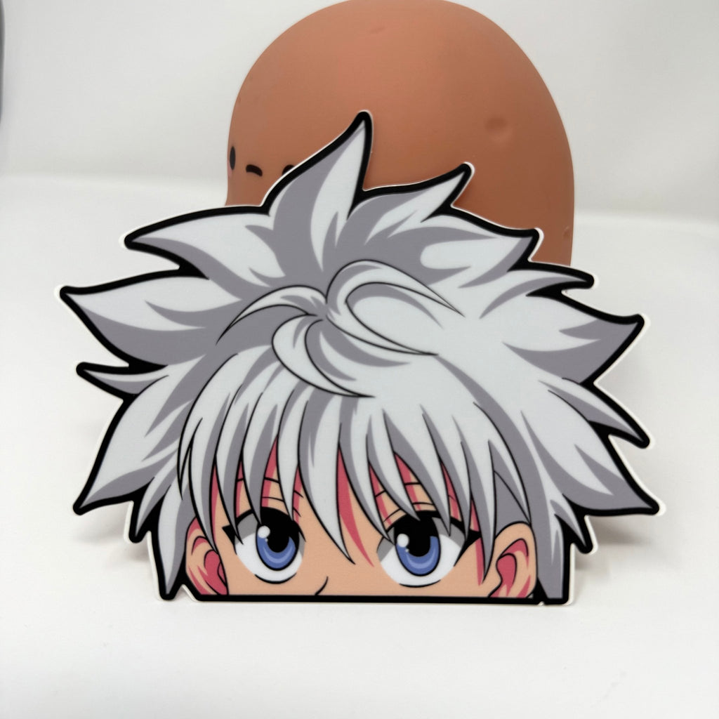 Waterproof vinyl Killua Zoldyck sticker for cars, laptops, and gear.