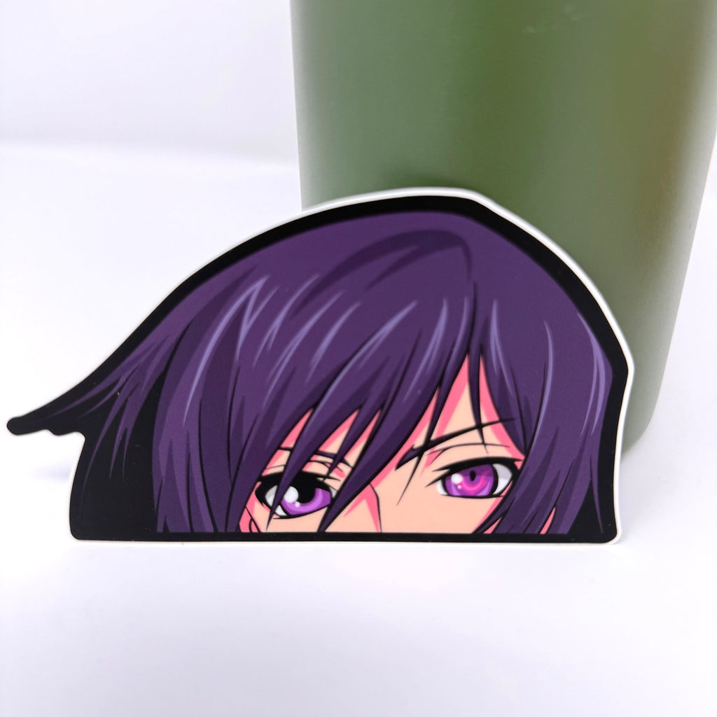 Waterproof vinyl Lelouch sticker for cars, laptops, and gear.