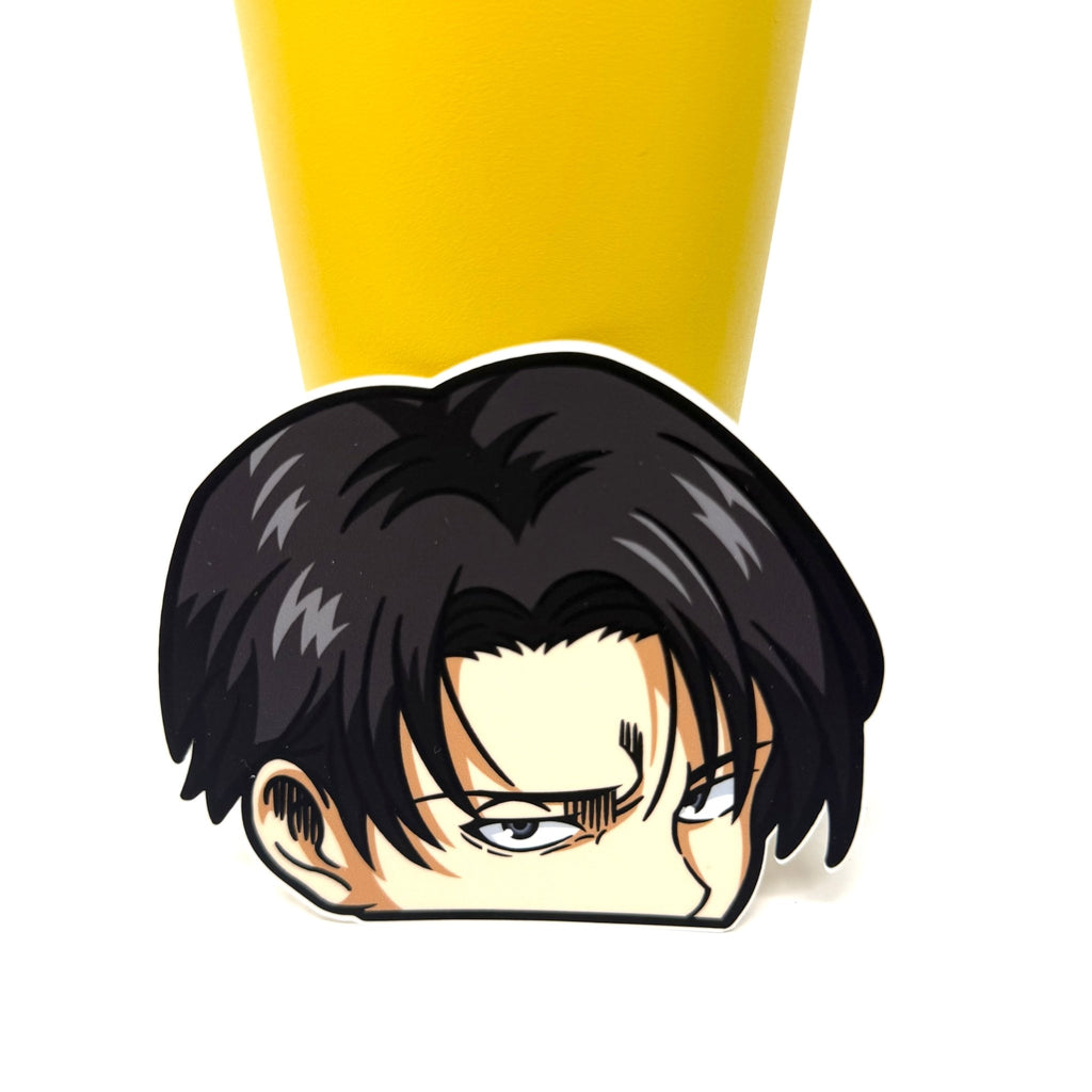 Waterproof vinyl Levi Ackerman sticker for cars, laptops, and gear.