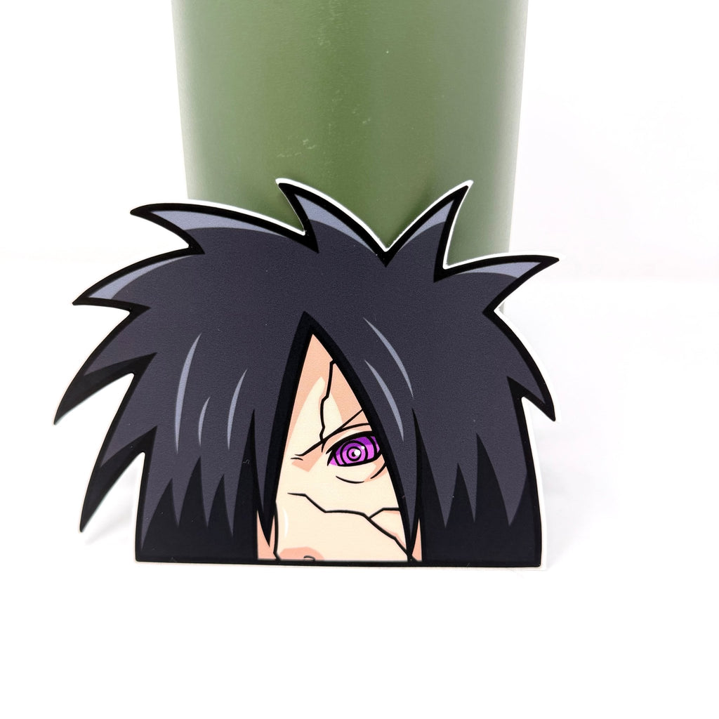 Waterproof vinyl Madara Uchiha sticker for cars, laptops, and gear.