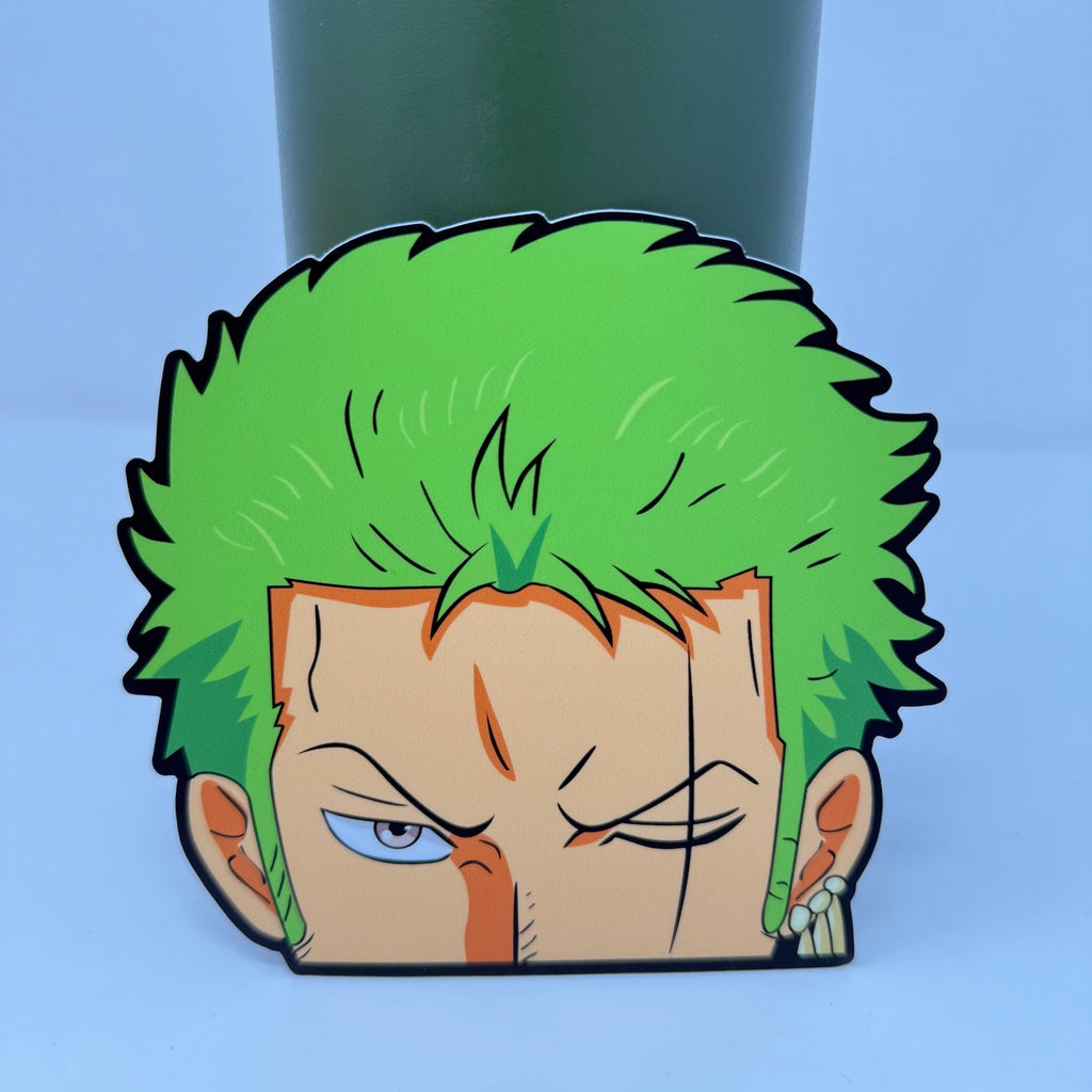 Waterproof vinyl Zoro sticker for cars, laptops, and gear.