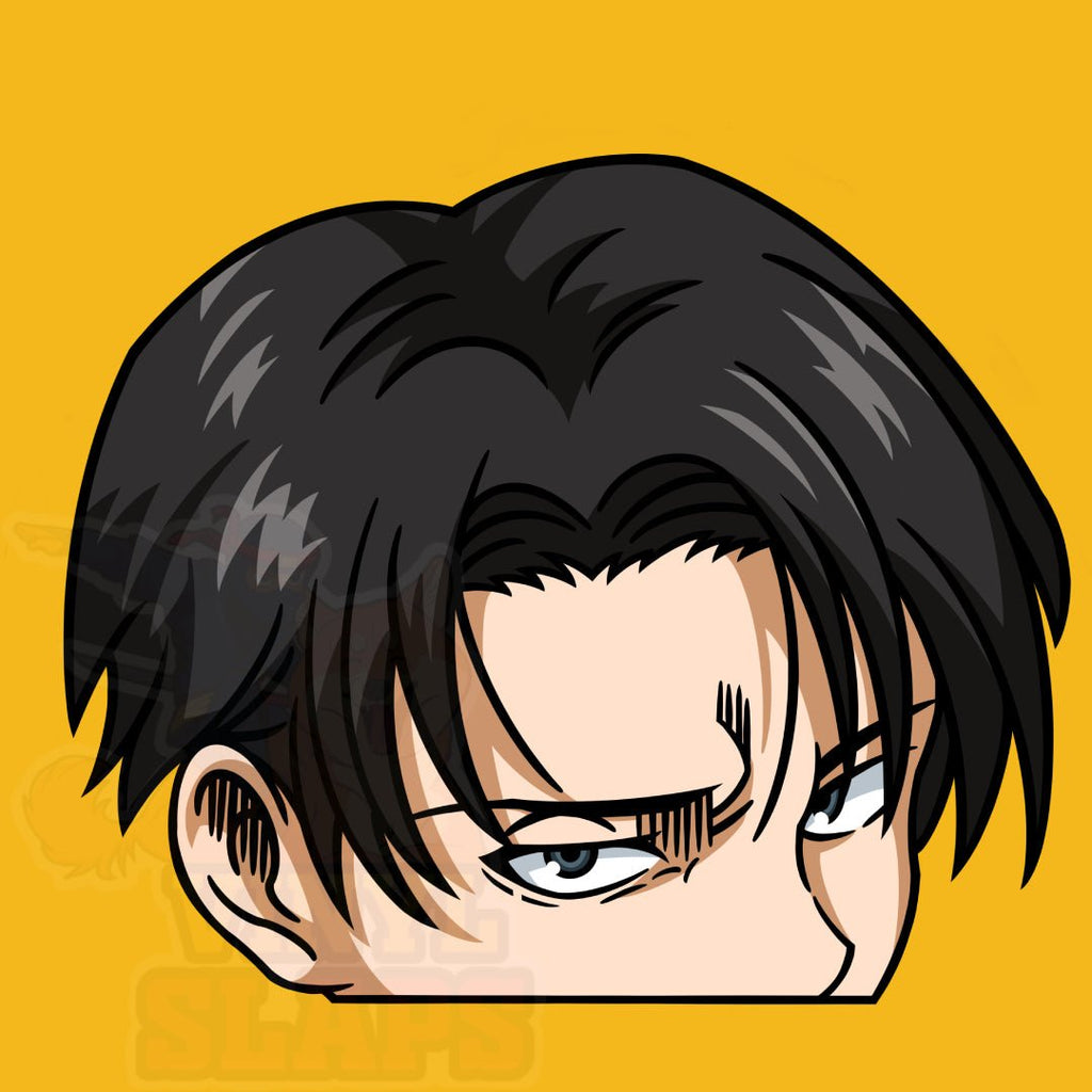 Dynamic Levi Ackerman vinyl decal, ideal for anime car enthusiasts.