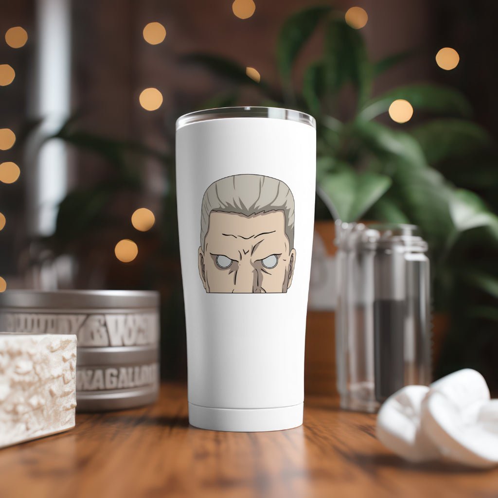 batou ghost in the shell peeker sticker variation on mockup tumbler