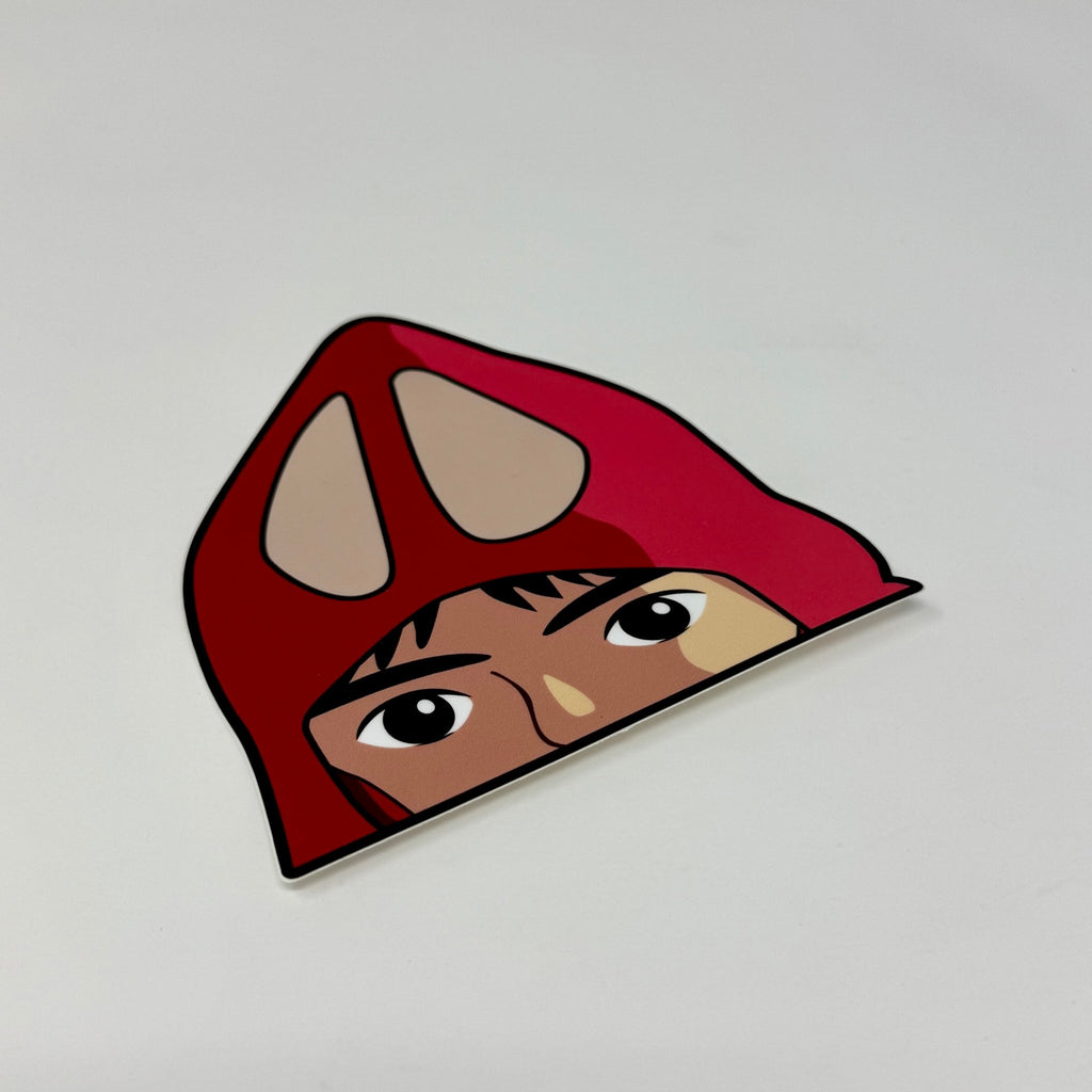 Premium Studio Ghibli vinyl decal showcasing Prince Ashitaka with his traditional red headdress