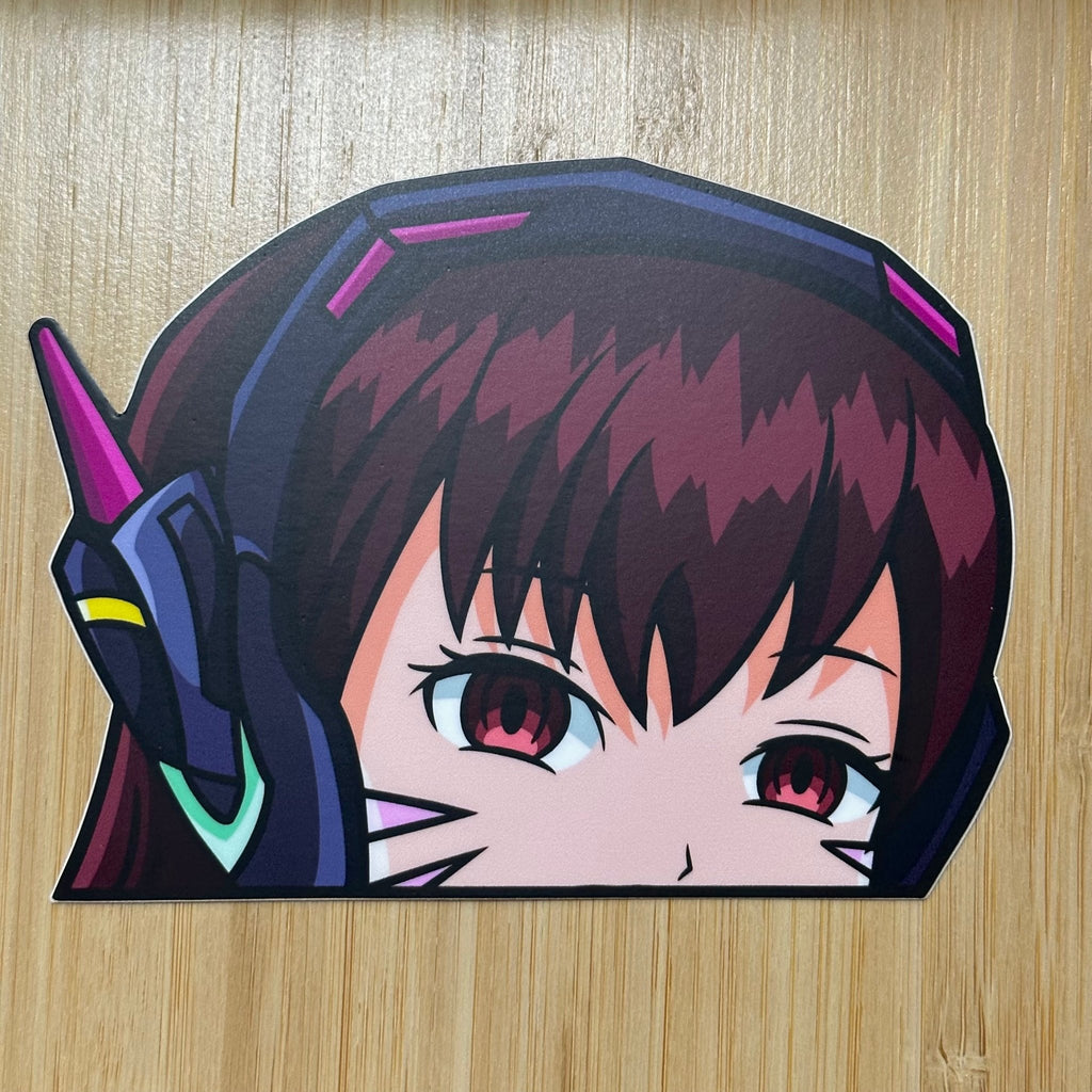 Anime fan sticker featuring D.Va’s fearless gaming style.