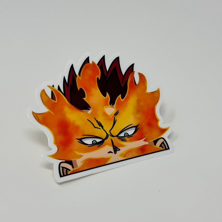 Anime fan sticker featuring Endeavor’s heroic flame design.