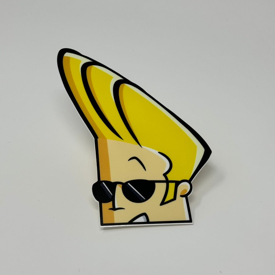 Animation fan sticker featuring Johnny Bravo’s confident pose.