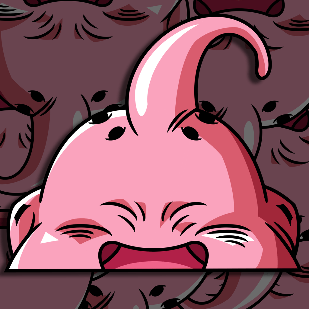 Anime fan sticker featuring Majin Buu’s playful design.