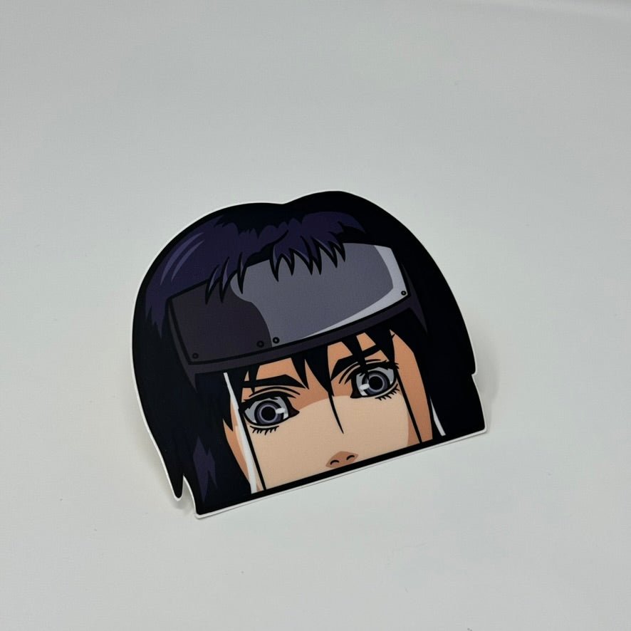 Anime fan sticker featuring Kusanagi’s iconic cyberpunk look.