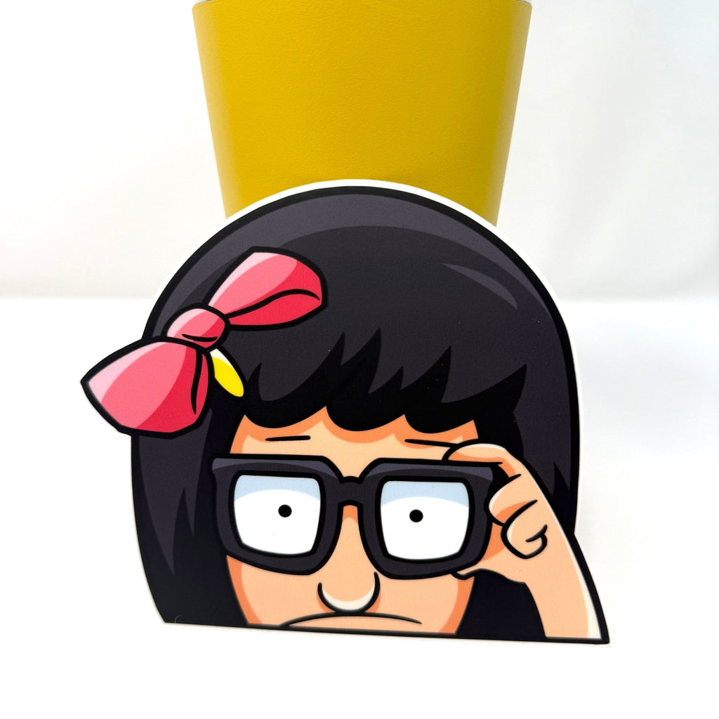 Comedy fan sticker featuring Tina’s iconic glasses and deadpan charm.