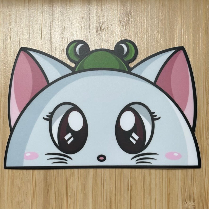 Animal fan sticker featuring a whimsical and playful cat design.