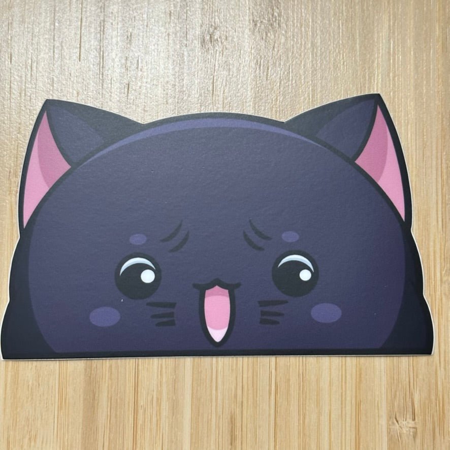 Dynamic cute cat vinyl decal, ideal for car enthusiasts.