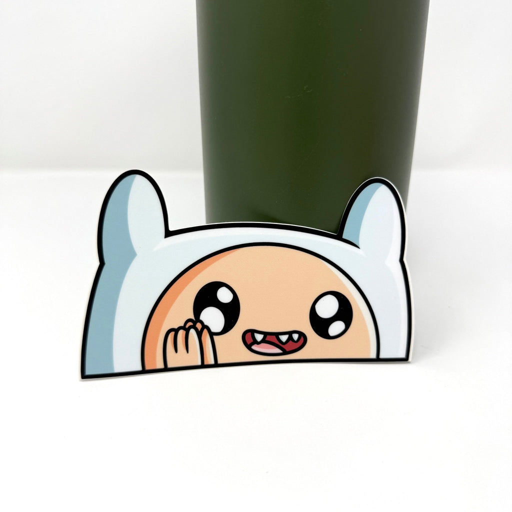 Finn sticker from Adventure Time for JDM cars and laptops.