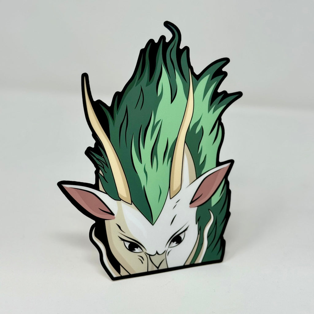 Waterproof vinyl Haku sticker with distinctive green mane and river spirit styling