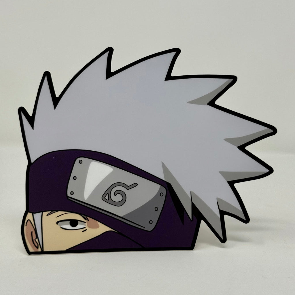 Waterproof vinyl Kakashi sticker with distinctive silver spiky hair and one visible eye