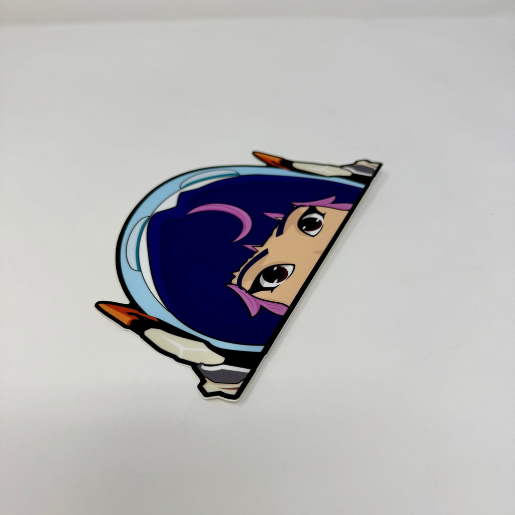 Waterproof vinyl Juno sticker with vibrant colors and cheerful support hero design
