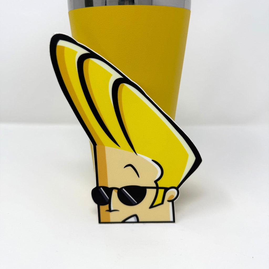 Johnny Bravo JDM car sticker, bold and durable.