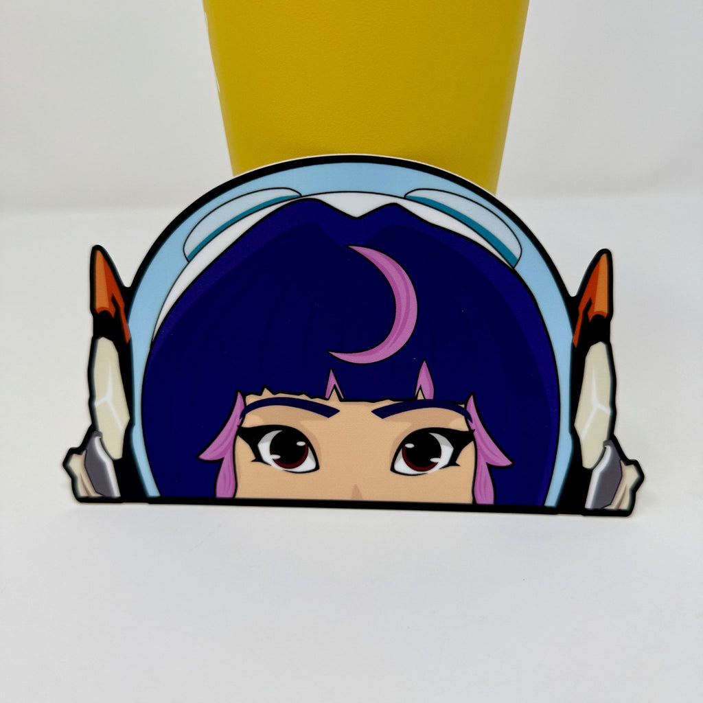 Premium Overwatch 2 vinyl decal showcasing Juno with her distinctive space ranger look