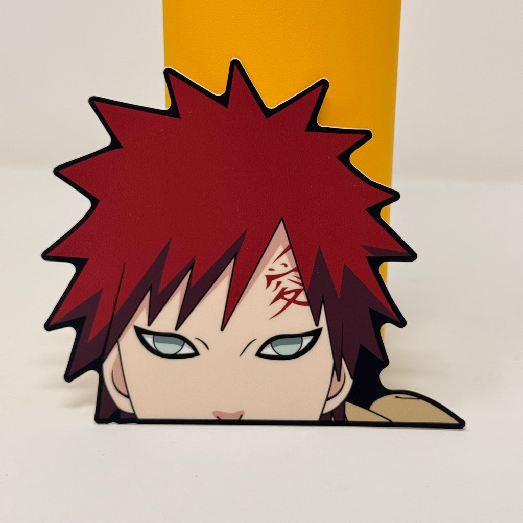 Dynamic Gaara vinyl decal, ideal for anime car enthusiasts.