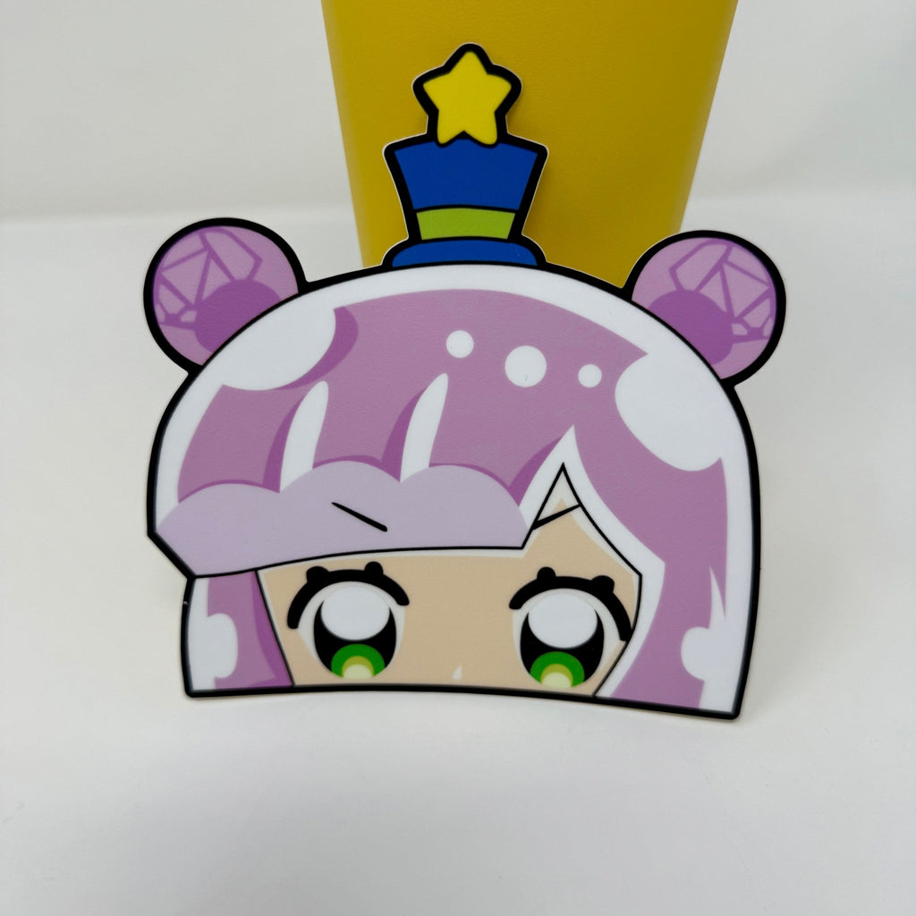 Waterproof vinyl Puniru sticker with vibrant blue color and cute monster design