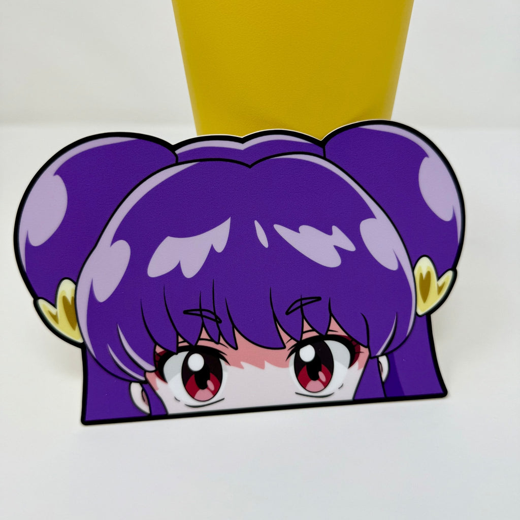 Durable Ranma 1/2 character peeker sticker with classic 90s anime aesthetics
