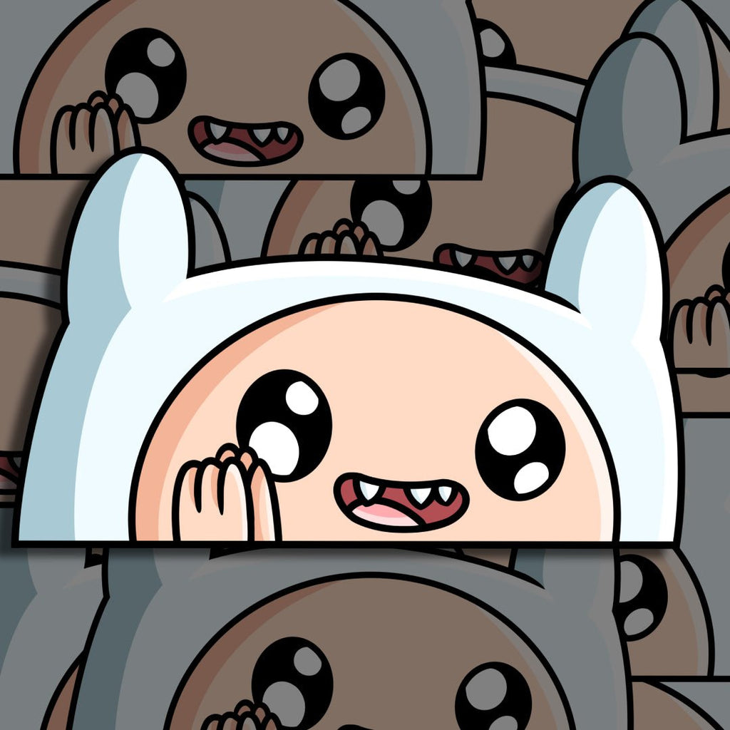 Adventure Time Finn peeker sticker, perfect for collectors.