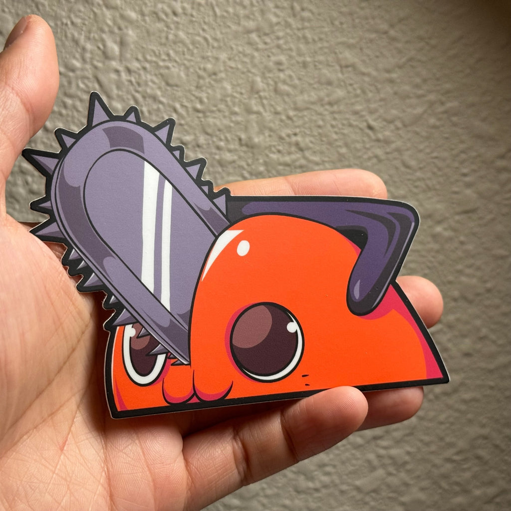 Chainsaw Man Pochita peeker sticker, perfect for collectors.