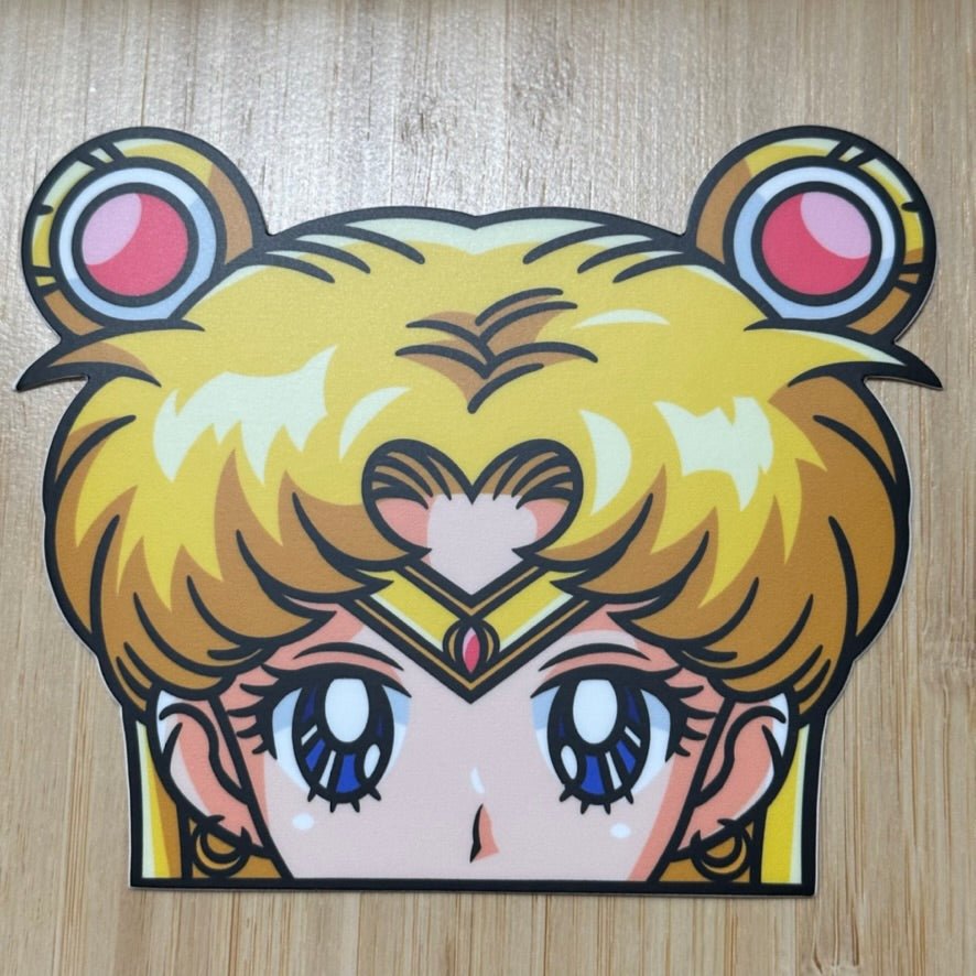 Dynamic Sailor Moon vinyl decal, ideal for anime car enthusiasts.