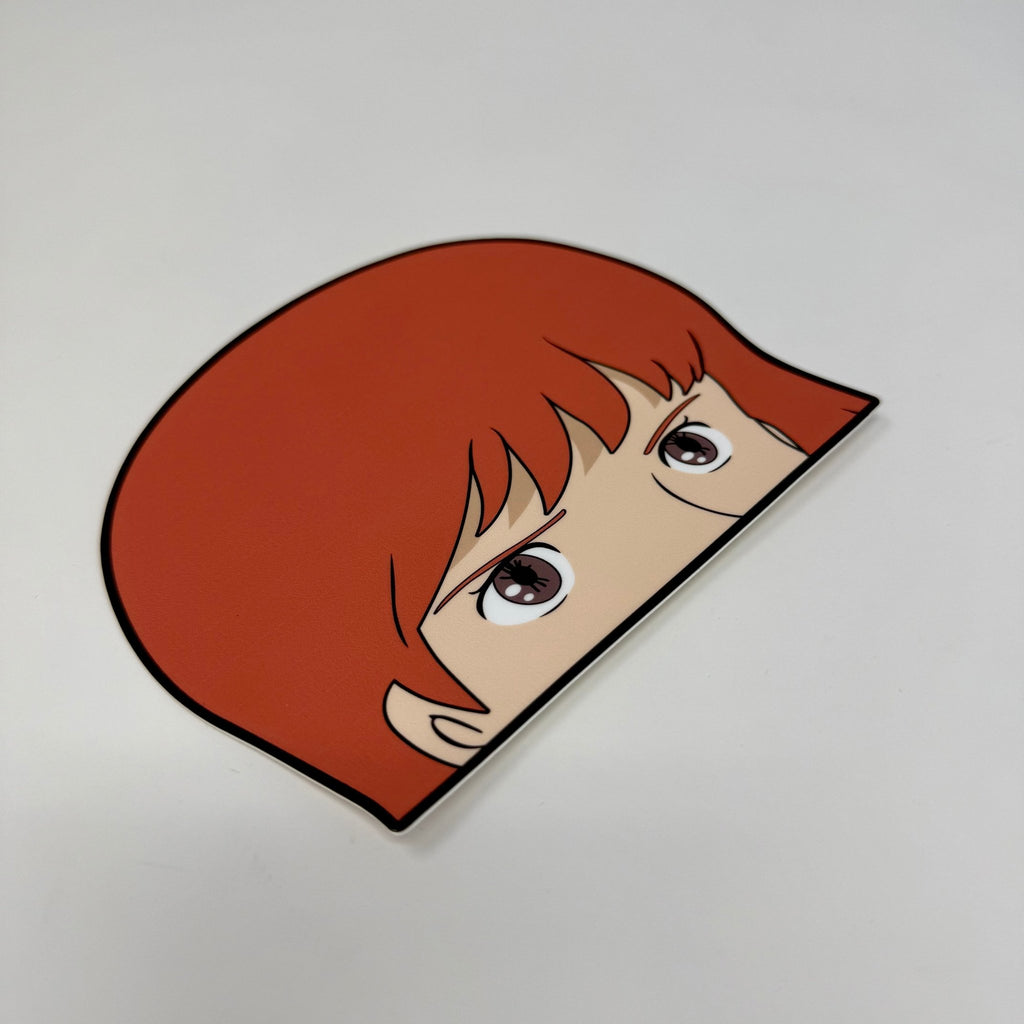 Durable Miyazaki character peeker sticker with Valley of the Wind princess styling