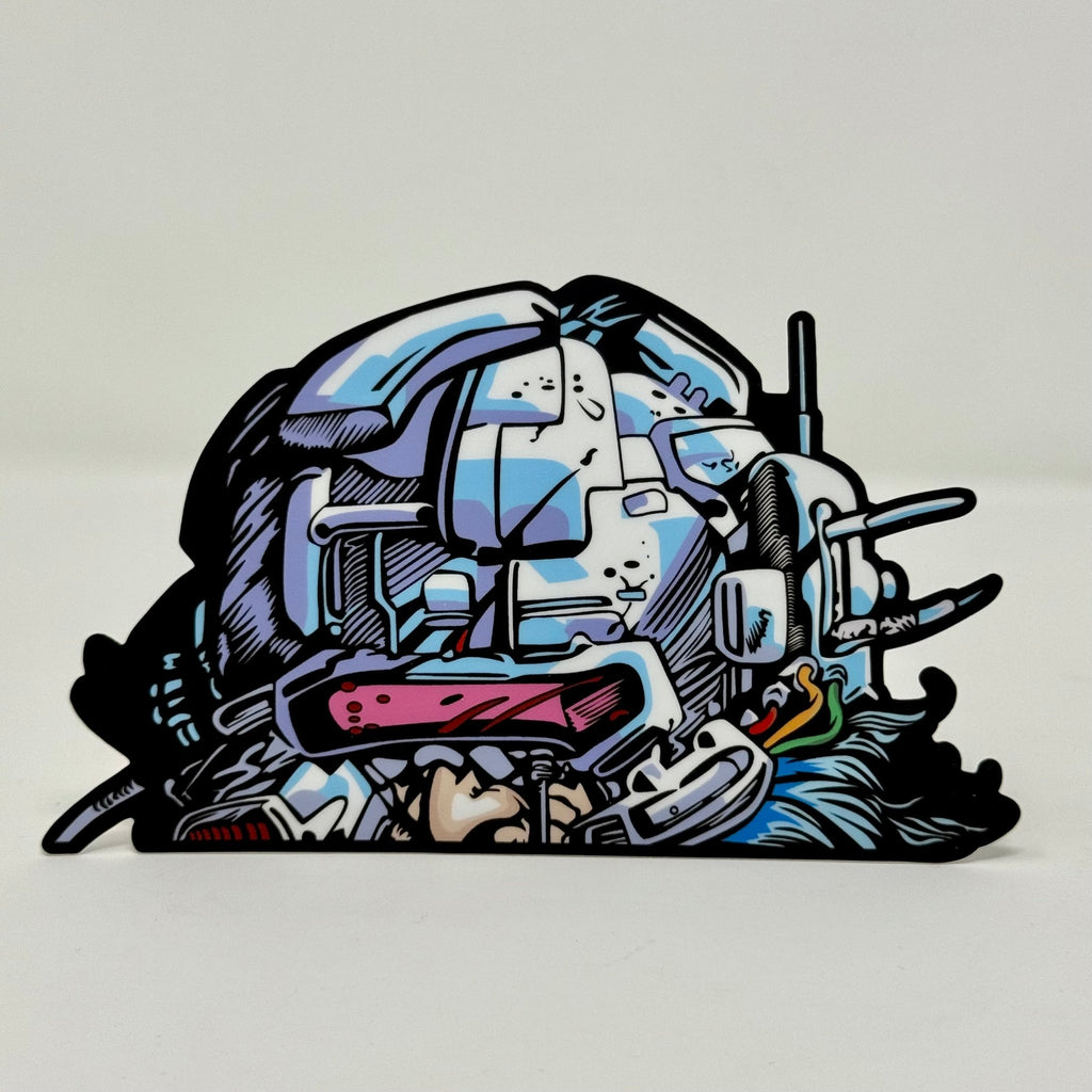 Wolverine Weapon X 90s style vinyl peeker sticker with yellow costume and signature claws